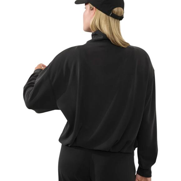 Athleta Seasoft 1/4 Zip Bubble Hem Sweatshirt Black Size Medium - Picture 10 of 11